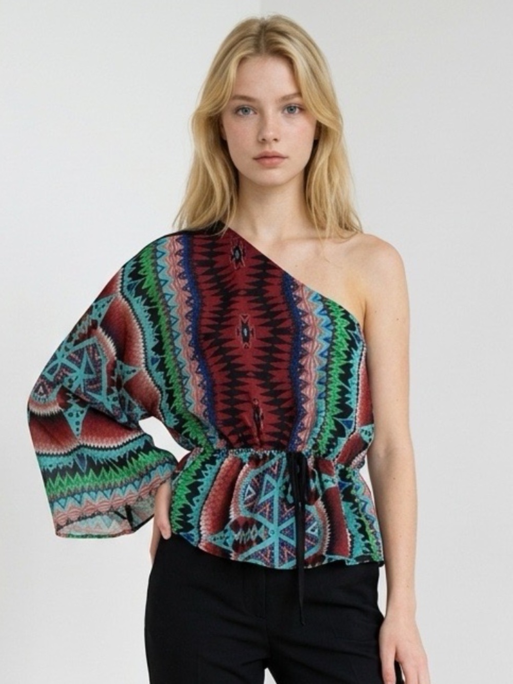 Line & Dot, 100% silk one shoulder blouse, Small, NWT